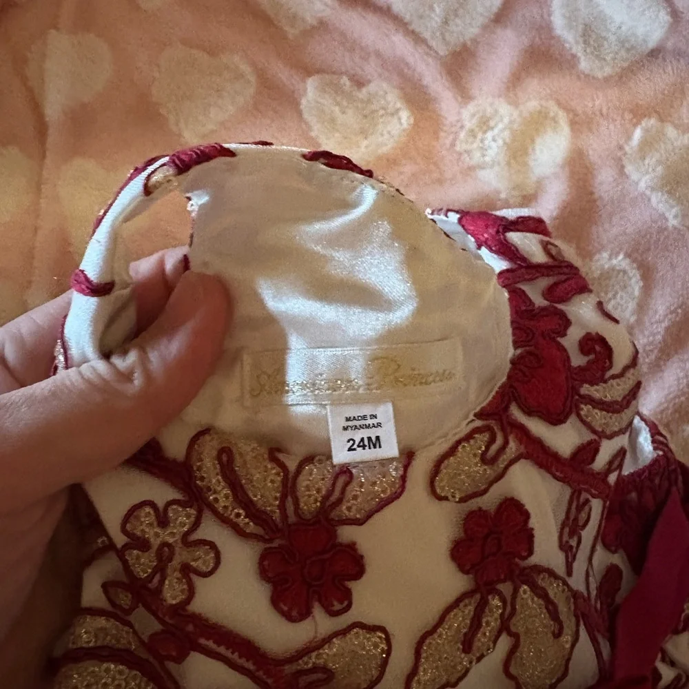 American Princess Red and White Floral Diaper Cover Set